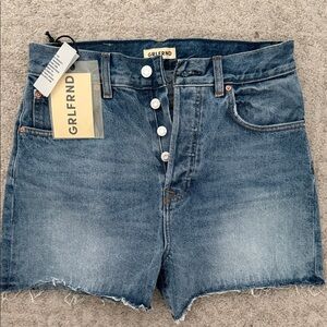 GRLFRND Distressed Blue Jean Shorts